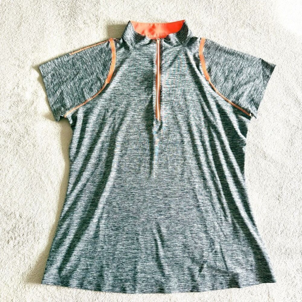 NWOT Cutter & Buck Annika Contour Zip Mock Grey/orange Polo